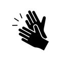 Cutout silhouette of Clapping hands. Outline icon of applause. Black simple illustration of handclap. Flat isolated vector emblem