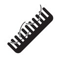 Cutout silhouette Comb with fallen hair icon. Outline logo for clinic of beauty care problem. Hair loss concept. Black simple