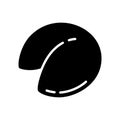 Cutout silhouette Dumpling side view icon. Outline logo of small snack of dough and stuffing. Black illustration. Flat isolated