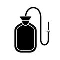 Cutout silhouette Enema water bag. Outline icon of rubber bottle. Black illustration of medical tool for cleansing or washing