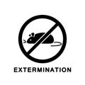 Cutout silhouette Extermination of rodents icon. Outline logo of crossed out small mouse in circle. Black simple illustration for