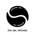 Cutout silhouette Eye gel patches, round layout icon. Outline logo for woman`s cosmetics. Black simple illustration of eye mask.