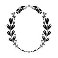 Cutout silhouette folk frame with copy spase. Round doodle for book cover. Symmetric ornament floral illustration. Scandinavian
