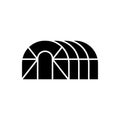 Cutout silhouette of Greenhouse hemisphere. Outline icon of frame glasshouse for gardening, agriculture. Black simple illustration