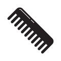 Cutout silhouette Handleless hair comb icon. Black outline barbershop logo. Flat isolated vector illustration on white background Royalty Free Stock Photo