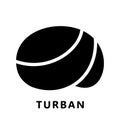 Cutout silhouette Indian turban icon. Symbol of sultan. Outline logo of religious rules. Black simple illustration of men`s