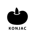 Cutout silhouette Konjac root icon. Outline logo of Japanese devil`s tongue, snake palm. Black simple illustration. Flat isolated