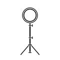 Cutout silhouette Led ring lamp on tripod. Outline icon. Black simple illustration of light for selfie, blogger, beauty master.