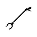 Cutout silhouette of Long-reach grabber. Outline icon of Litter Picker Gripper. Black device for elderly or disabled people. Flat Royalty Free Stock Photo