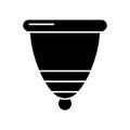 Cutout silhouette Menstrual cup icon. Outline template for logo. Black simple illustration of feminine hygiene products. Flat