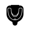 Cutout silhouette of Mouthguard in box. Outline icon of storage container. Black simple illustration of anti snoring. Sport