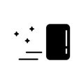 Cutout silhouette of rectangular wash sponge, soap or card. Outline icon of cleanness. Black illustration for cleaning, washing,