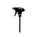 Cutout silhouette of Separate nozzle spray with tube. Outline icon of plastic hand sprayer. Black illustration of manual tool for