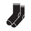 Cutout silhouette socks icon. Outline template for clothes logo. Black and white illustration. Flat hand drawn isolated vector Royalty Free Stock Photo