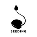 Cutout silhouette Soybean sprout with leaf icon for seeding theme icon. Outline logo of fresh bean, soy products. Black