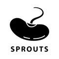 Cutout silhouette Sprouted bean icon. Outline logo for raw food diet, fresh products, salad and seeding. Black simple illustration