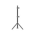 Cutout silhouette Tripod icon. Outline logo of professional equipment for shooting. Black simple illustration of stand for light,