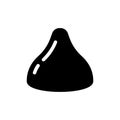 Cutout silhouette of Truffle candy icon. Outline logo of original chocolate. Black simple illustration of chocolate drops, cone