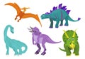 Cutte. Funny cartoon dinosaur icon set vector