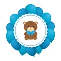 cutte little bear teddy with bowtie and balloons helium