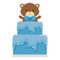 cutte little bear teddy with bowtie in cake