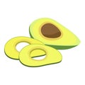 Cutted avocado icon cartoon vector. Mexican food Royalty Free Stock Photo