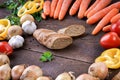 Cutted bread with fresh vegetables on the table Royalty Free Stock Photo