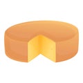 Cutted cheese icon, cartoon style