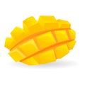 Cutted cube mango icon, cartoon style