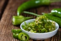 Cutted green Chilis Royalty Free Stock Photo