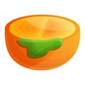 Cutted half of persimmon icon, cartoon style