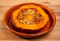 Cutted half pumpkin roasted pumpkin Royalty Free Stock Photo