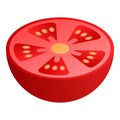 Cutted half tomato icon, isometric style
