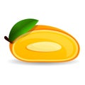 Cutted mango icon, cartoon style