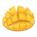 Cutted mango icon, realistic style