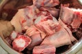 Cutted oxtail in a bowl. Raw meat Royalty Free Stock Photo