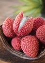 Cutted pink lychee, very close Royalty Free Stock Photo