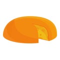 Cutted round cheese icon, cartoon style