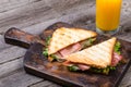 Cutted sandwiches with jamon