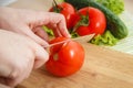 Cutted tomato, cucumber vegetable and salad. Health care food. Royalty Free Stock Photo