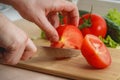 Cutted tomato, cucumber vegetable and salad. Health care food. Royalty Free Stock Photo