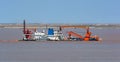 Cutter suction dredger at work