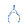 Cutters cuticle tool. Manicure accessorie. Nail forcep on white background.