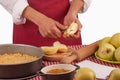 Cutting apples for a pie Royalty Free Stock Photo