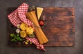 Cutting board and Different pasta
