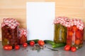 Cutting Board And Homemade Canned And Fresh Vegetables