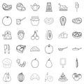 Cutting board icons set, outline style