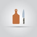 Cutting board and kitchen knife vector icon Royalty Free Stock Photo