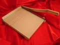 Cutting board with red background
