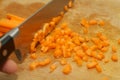 Cutting carrots Royalty Free Stock Photo